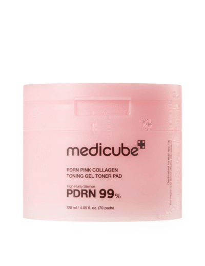 PDRN Pink Colágeno Toning Gel Tônico Facial Almdeada (70 pads) - Medicube K-Beauty