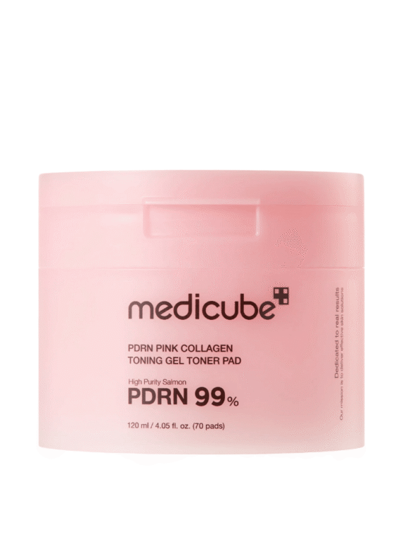 PDRN Pink Colágeno Toning Gel Tônico Facial Almdeada (70 pads) - Medicube K-Beauty
